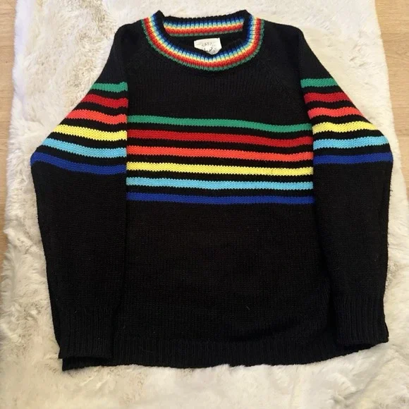 Fantastic Fawn Sweater With Rainbow Stripes size M‎ Multicolor